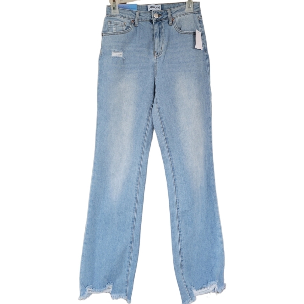 Abound Jeans 25 Light Wash Slim Bootcut Distressed Raw Hem Y2K Denim Indie